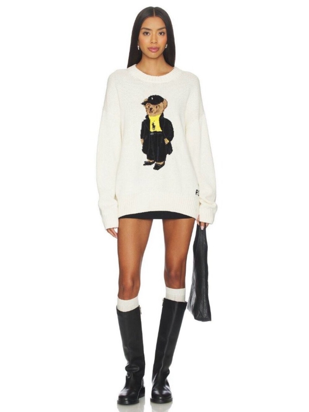 Polo by Ralph Lauren Cream Crewneck Sweater with Bear Graphic - Picture 2 of 5